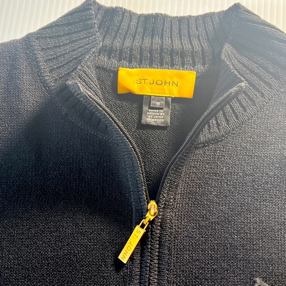 Vintage St. John Black Wool Blend Zipper Sweater/M - Picture 4 of 14